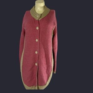 Elegant Pink and Tan Women's Cardigan
